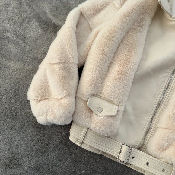 Heartloom Faux Fur Cream Jacket Coat Women's MEDIUM - Picture 2 of 7